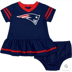 Baby New England Patriots Cheerleader Dress and Diaper Cover Set - Navy and Red